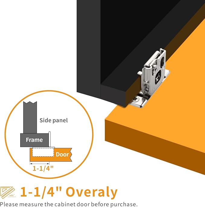 Chibery 20 Pack 1-1/4" Overlay 3D Soft Close Concealed Hinge for Face Frame Door, Smooth Slow Self Closing Hinges, Satin Nickel, Hidden 105° Open Angle Stainless Steel Hinge for Kitchen Cabinet Door