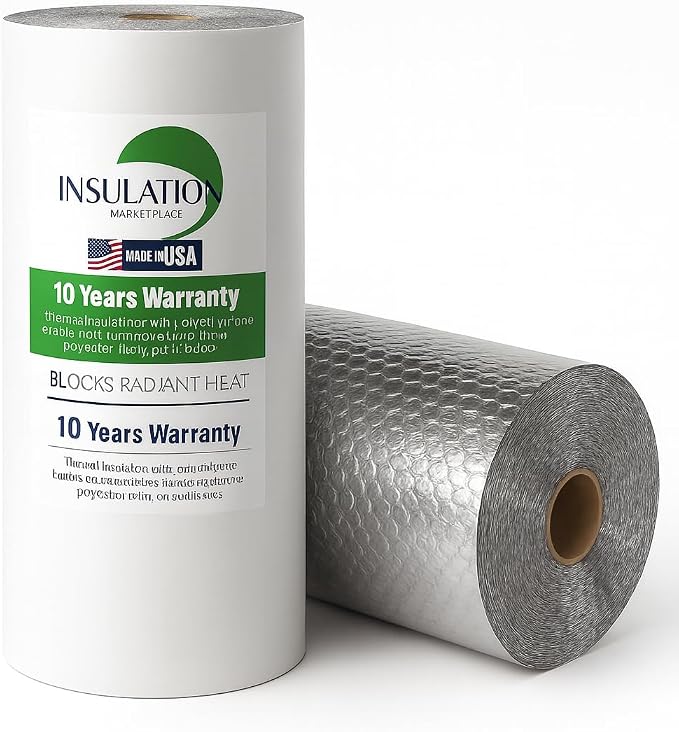 INSULATION MARKETPLACE - 48" x125ft Bubble Core Reflective Insulation roll, White / Foil