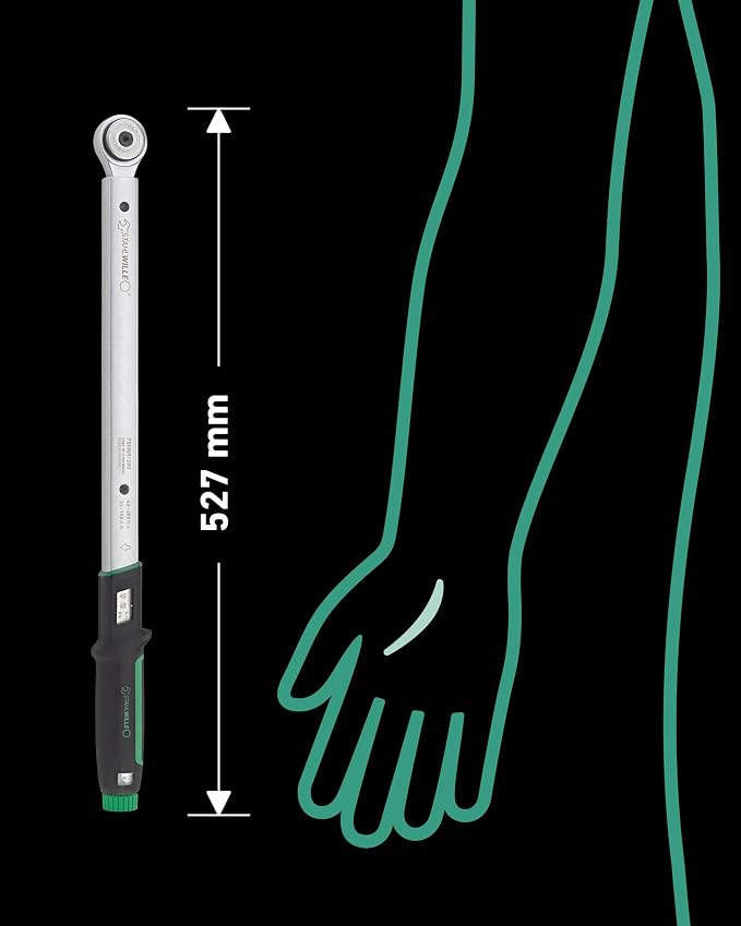 STAHLWILLE 750NR Torque Wrench 1/2 Inch Car Tyre Change Set 5 Pieces | 40-200 Nm, 3 colour-coded inserts 17/19/21 mm with rim protection, extension, case, click signal for precise wheel changes