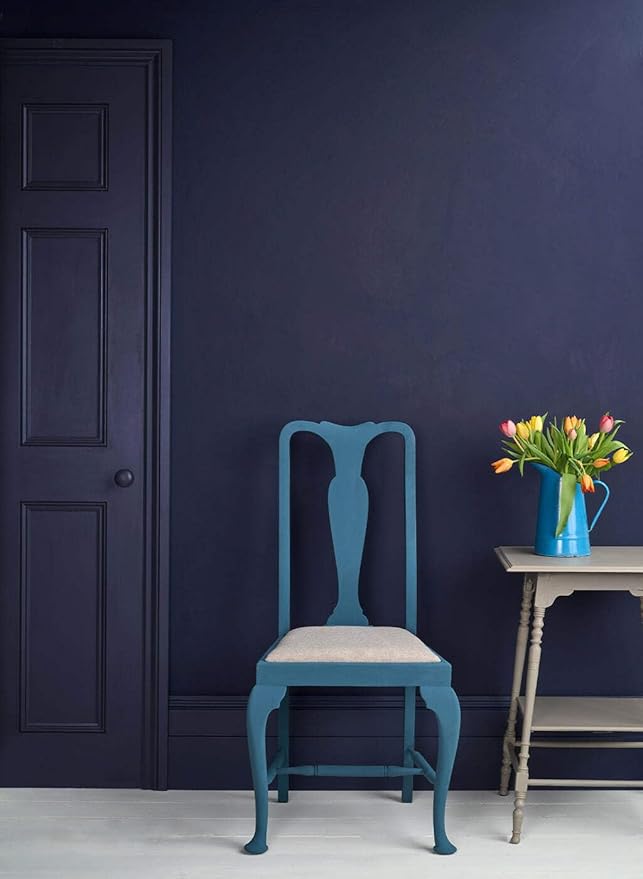 Annie Sloan Satin Paint (Oxford Navy, 25 Fl Oz/750 mL). Soft sheen for interior wood and metal. Self-leveling, all-in-one paint with no wax or lacquer required.