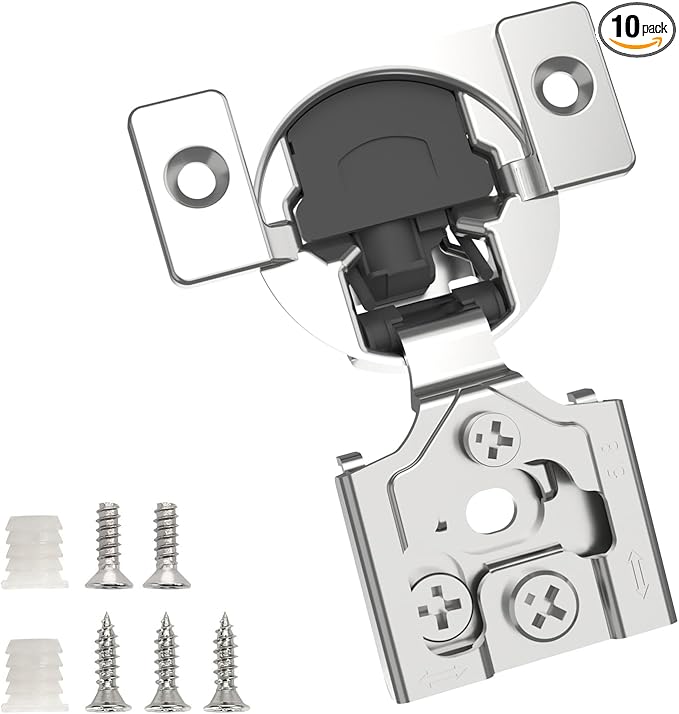 Chibery 2 Pack 5/8" Overlay 3D Soft Close Concealed Hinge for Face Frame Door, Smooth Slow Self Closing Hinges, Satin Nickel, Hidden 105° Open Angle Stainless Steel Hinge for Kitchen Cabinet Door