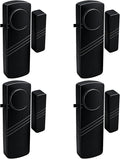 Door Window Alarm - 90dB Loud Home Security Sensor for Kids Safety, Burglar Alert for House, Apartment, Office, Hotel & Pool Window, Black (4 Pack)