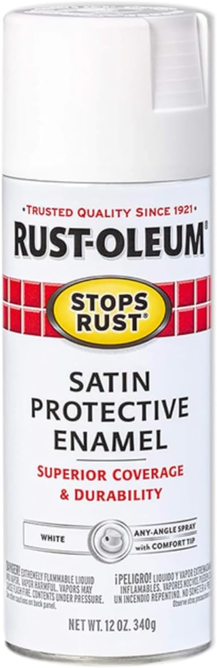 Rust-Oleum 7791830-6PK Stops Rust Spray Paint, 12 oz, Satin White, 6 Pack