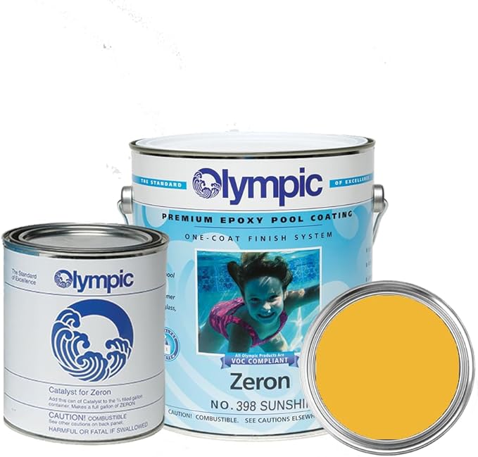 Olympic Pool Paint - Zeron - Sunshine Yellow - 1 Gallon - two-part epoxy swimming pool paint - one-coat for plaster, fiberglass, steel and aluminum pools.
