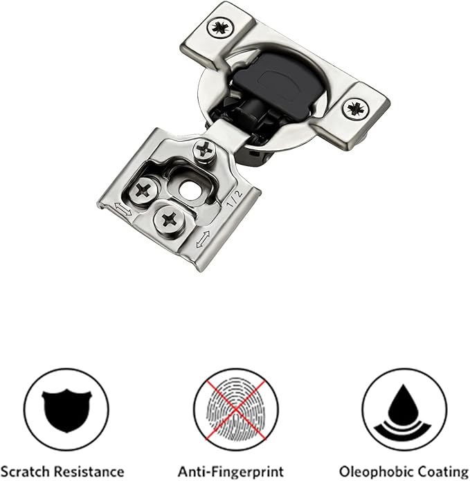 Ravinte 10 Pack 5 Pair 1/2 inch Overlay Soft Close Kitchen Cabinet Hinges Stainless Steel Adjustable Kitchen Hinges Satin Nickel Cabinet Hardware