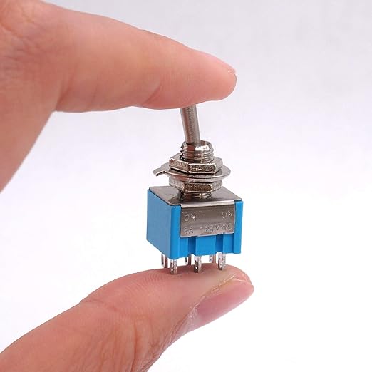 Taiss 10Pcs DPDT Mini Toggle Switch 6-Pin 2 Position ON/ON Miniature Toggle Switches 6A 125VAC Toggle Switch MTS-202