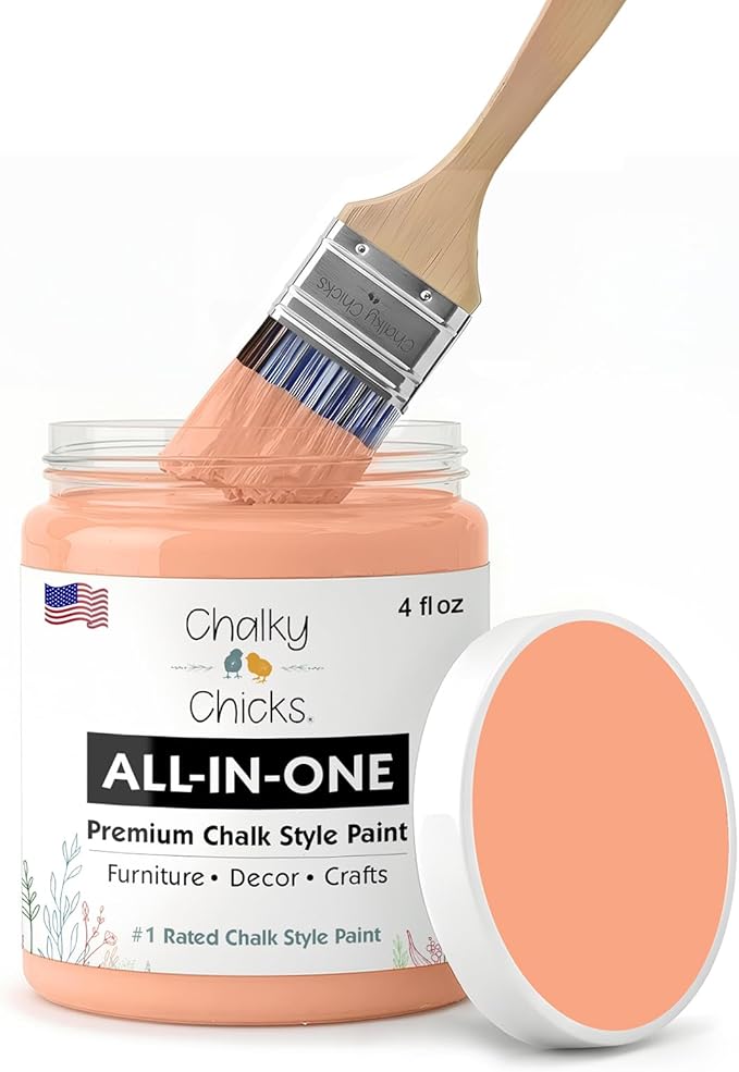 Chalky Chicks 4 Fl Oz Matte Gingers Blush Pink (Blush/Orange) Chalk Paint for Furniture Without Sanding - No Prep Furniture Paint No Sanding All in One for Crafts, Wood,Walls, Cabinet, Metal, Dresser