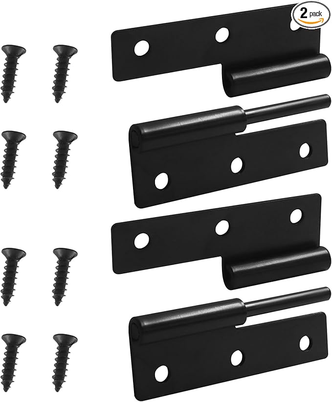 2 Pack 2.5 Inch Black Lift Off Hinge Heavy Duty H-Shaped Hinge Repair Hardware Butt Hinges Right Handed Slip Joint Flag Hinges for Indoor DIY Projects