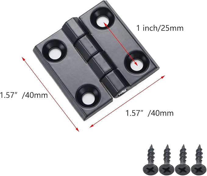 4 Pcs Metal Foldable Butt Hinge Zinc Alloy Ball Bearing Butt Hinge for Cabinet Door Closet,1.57×1.57 inch，Black