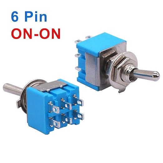 Taiss 10Pcs DPDT Mini Toggle Switch 6-Pin 2 Position ON/ON Miniature Toggle Switches 6A 125VAC Toggle Switch MTS-202