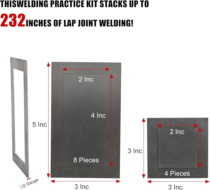 Welding Practice Kit，24-Piece 3x5” Welding Coupons with Premium 18-Gauge Steel Plates for MIG,Suitable for welding practice and improving welding skills…