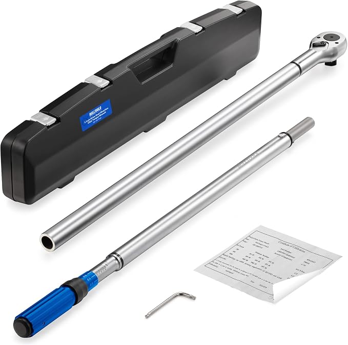 BULLTOOLS 1-Inch Drive Click Torque Wrench, Dual-Scale Adjustable Torque Wrench Set with a Hex Key 200-1000ft.lb / 271-1356.7Nm