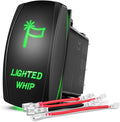 Nilight Lighted Whip Rocker Switch Led Light Bar 5Pin Laser On Off SPST switches 20A/12V 10A/24V Green with Jumper Wires Set for Cars Trucks RVs
