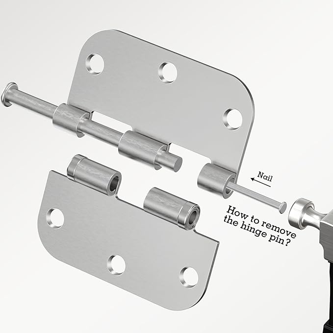 3 Pack Door Hinges Brushed Nickel 3.5 Inch X 3 1/2"Durable No Squeak Integral Rounded Ball Bearing Satin Hinges for Interior Exterior Doors Estate Chateau Compound Ranch Lodge Hideaway Home Renovation