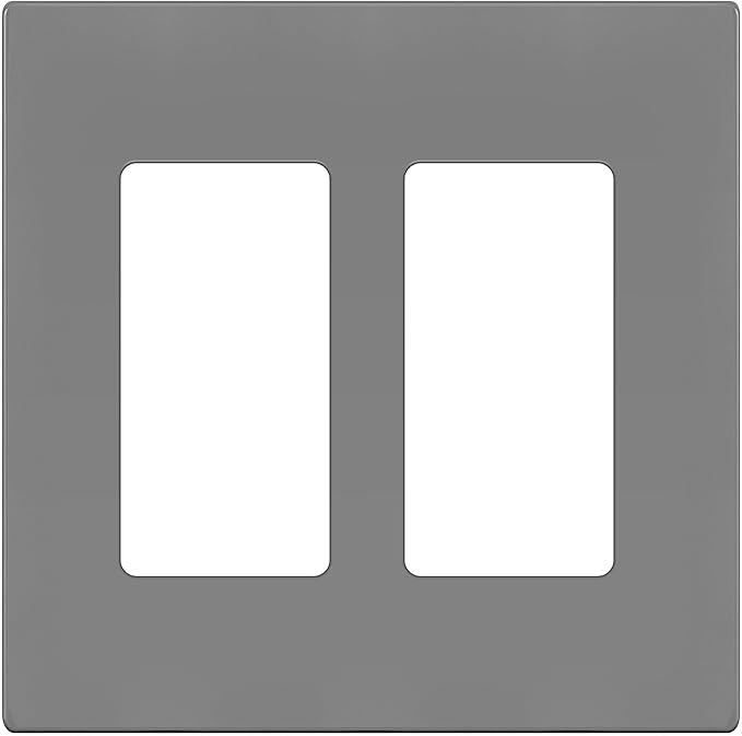ENERLITES Screwless Decorator Wall Plates Child Safe Outlet Covers, Size 2-Gang 4.68" H x 4.73" L, Unbreakable Polycarbonate Thermoplastic, SI8832-GY, Glossy, Gray