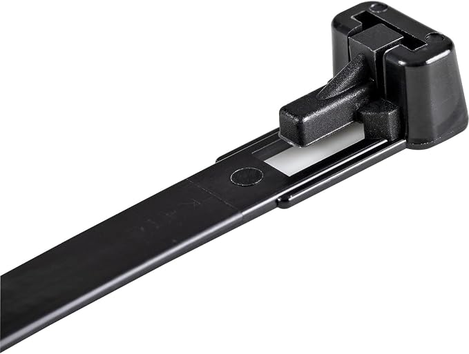 StarTech 5"(12cm) Reusable Cable Ties, 100 Pack, Black, TAA (CBMZTRB5BK) | 94V-2/UL Listed, 1/4"(7mm) wide, 1-1/8"(30mm) Bundle Dia. 50lb(22kg) Tensile Strength, Releasable Nylon Ties, Indoor/Outdoor
