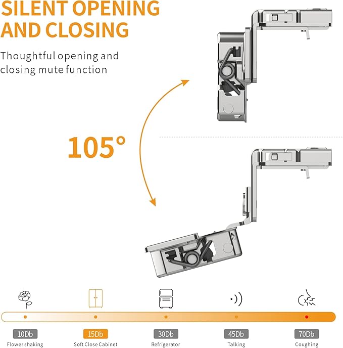 Chibery 8 Pack 1-1/2" Overlay 3D Soft Close Concealed Hinge for Face Frame Door, Satin Nickel, Hidden 105 Open Angle Stainless Steel Hinge for Kitchen Cabinet Door