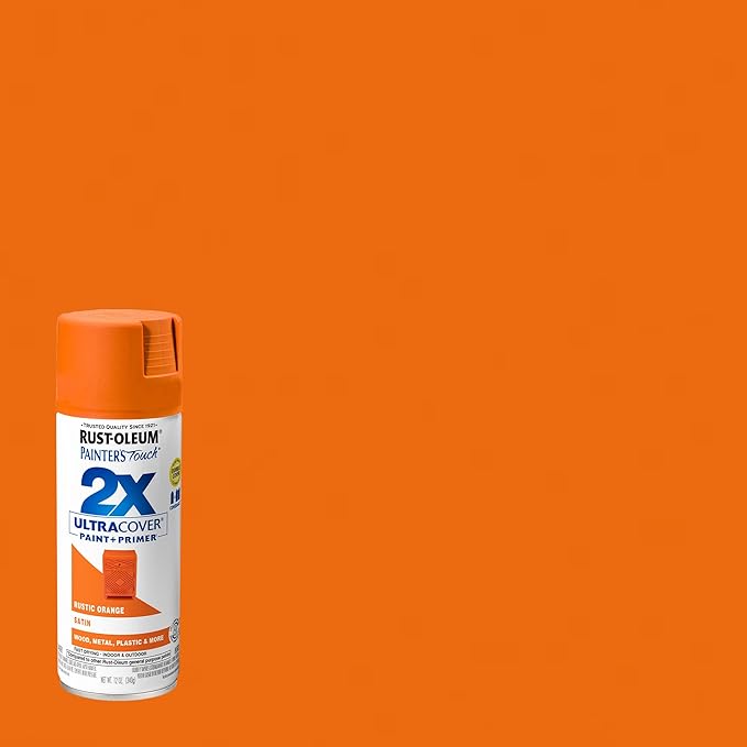Rust-Oleum 334089 Painter's Touch 2X Ultra Cover Spray Paint, 12 oz, Satin Rustic Orange (Pack of 4)