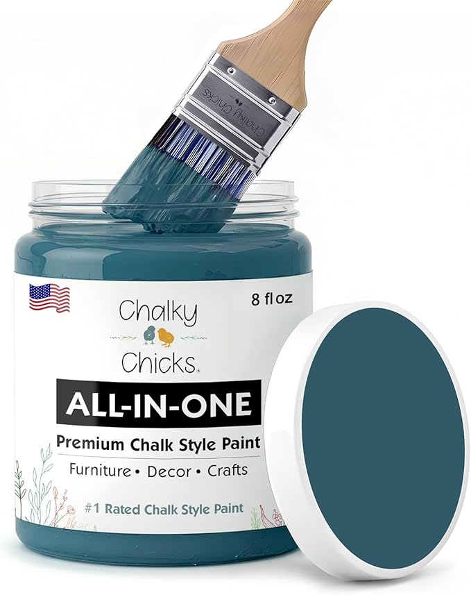 Chalky Chicks 8 Fl Oz Matte Jaded (Jade) Chalk Paint for Furniture Without Sanding - No Prep Furniture Paint No Sanding All in One for Crafts, Wood, Walls, Cabinet, Metal, Dresser, Farmhouse