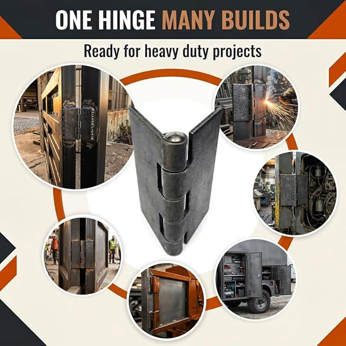 Heavy Duty Gate Hinges 4" x 4", 2 Pairs Weldable Hinges, 5/32" Thick Steel Butt Hinges for Metal Gates, Doors, Trailers & Tailgates, Uncoated Dark Grey