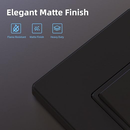 ELEGRP Matte Black 3 Way Decorative Light Switch with Plate, 15Amp, 120-277 Volt, AC Rocker Paddle Wall Switch Replacement, Self-Grounding, Residential Grade, w/Wall Plate, UL Listed (5 Pack)