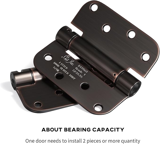 goldenwarm 4pack Door Hinges Oil Rubbed Bronze 4 Inch Self Closing Door Hinges Spring Door Hinge with 5/8" Radius Corners - Adjustable Door Closing, Residential & Heavy-Duty Hardware