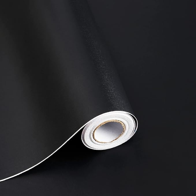 590.5"x17.7" Peel and Stick Wallpaper Black Removable Temporary Self Adhesive Contact Paper Waterproof Wallpaper for Wall Covering Vinyl Rolls