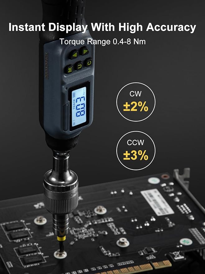 GROWNEER Upgraded Digital Torque Screwdriver, 3.5-70.8 In-lbs/0.4-8 Nm, 1/4'' Drive Inch Pound Rachet Torque Screwdriver Electrician with Buzzer & LED Indicator, Torque Wrench Screwdriver Set