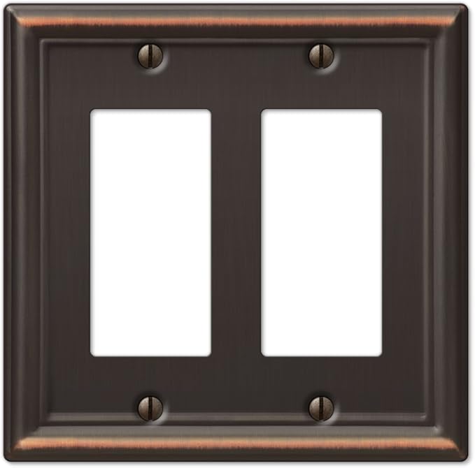 Amerelle 149RRDB Chelsea Wallplate, 2 Rocker, Steel, Aged Bronze, 1-Pack