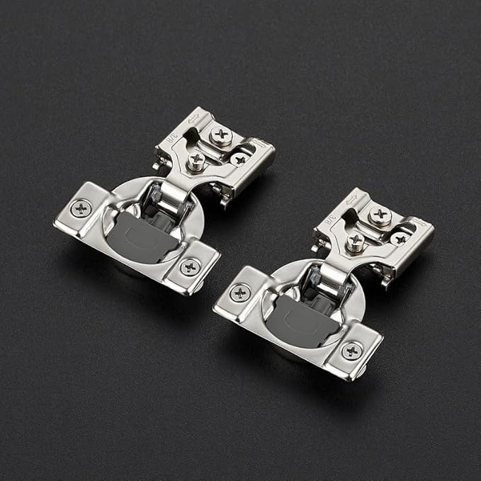 2 Pack 1 Pair 3/8 inch Overlay Soft Close Hinges for Kitchen Cabinet Hinges Satin Nickel Hidden Hinges Stainless Steel Concealed Hinge self Closing