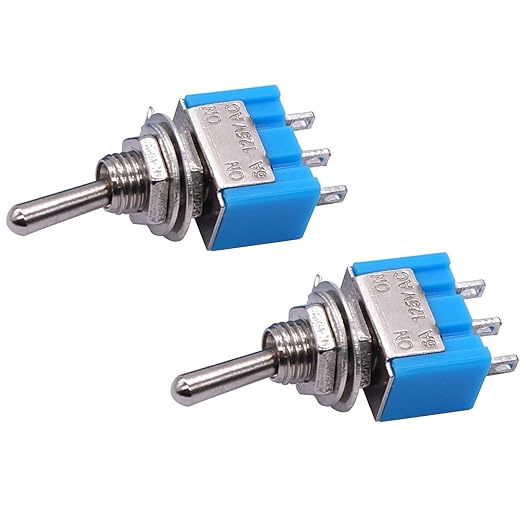 Taiss 10pcs SPDT Mini Toggle Switch 3-Pin 2 Position ON/ON Miniature Toggle Switches 6A 125V AC MTS-102