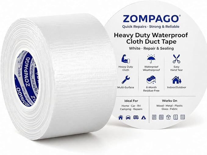 ZOMPAGO White Window Weather Sealing Tape 1.8in x 66FT, Cloth Draft Stopper for Sliding Door & Gap Filler, Strong Adhesive Window Seal Tape Air Conditioner Door Weather Stripping Insulation
