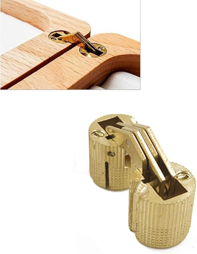 12 Pcs 12mm Brass Barrel Hinges Hidden Invisible Cabinet Furniture Hinges Concealed 180 Degree Opening Angle