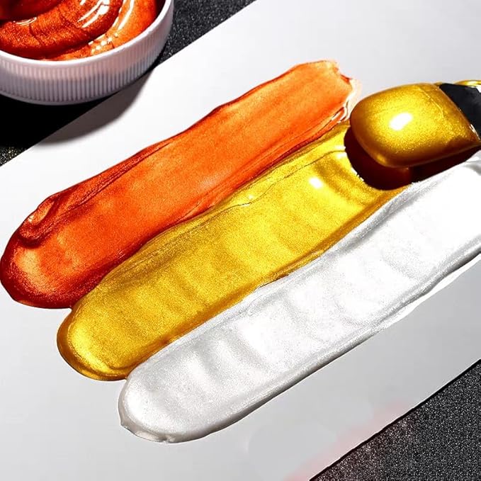 DGAGA Metallic Acrylic Paint,6PCS Iridescent Paint,1.69 OZ/Jar,Chalk Paste Paints Metallic,Metallic Paints for Crafts Color-shifting Glass Paste,Blendable,Paints on Rocks,Wood,Canvas,Fabric,Ceramic