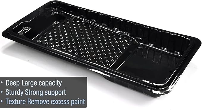 Great Andrew Jumbo Paint Roller Tray Liner 4 Inch, 12 PCS Disposable Small Plastic Paint Trays Liners Perfect for Smaller Projects, DIY Painting etc. (Black)