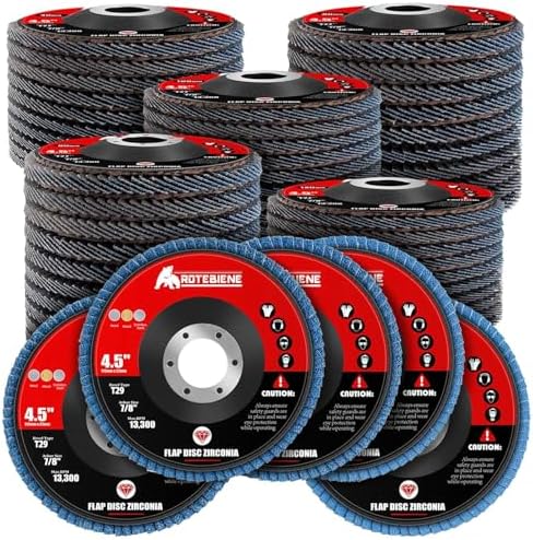 50 Pack 60 Grit T29 Zirconia Flap Discs 4.5" x 7/8" T27 for 4 1/2 Inch Angle Grinder Flap Wheels Heavy-Duty Grinding & Sanding Discs for Metal, Wood, Stainless Steel