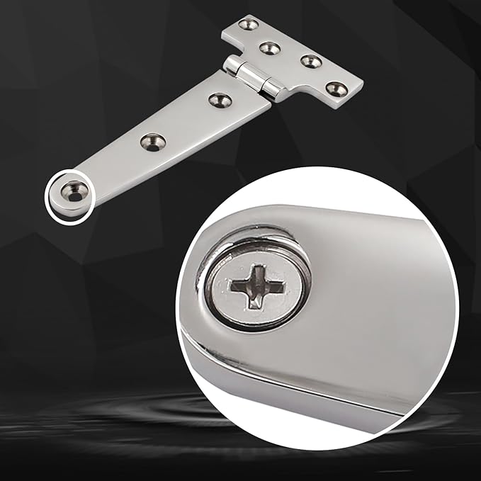 316 Stainless Steel T Hinges Marine Grade 6'' x 3" Heavy Duty Boat Hatch Hinge (150 mm X 72 mm) 2 Pack Casting Cabinet Hardware Door Hinge with Screws