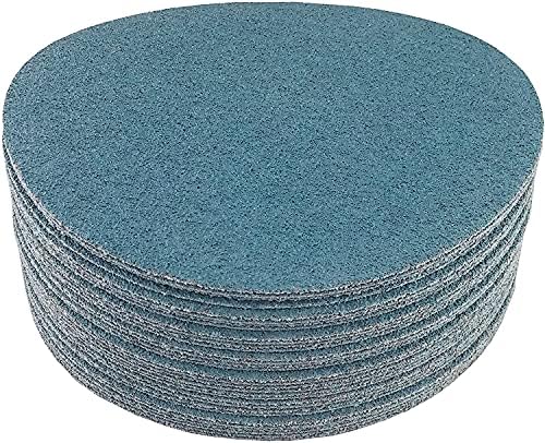 Starcke Premium 8 Inch Hook and Loop Grip Sanding Discs - No Hole Blue Zirconia - For Wood Floors (50, 60 Grit)