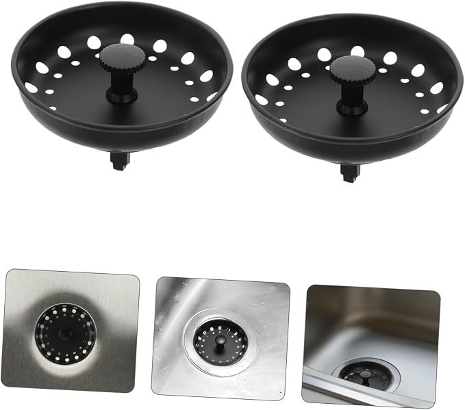 Homoyoyo 2pcs Metal Sink Drain Strainer Stopper Kitchen Sink Filter for Hair and Food Debris Easy to Install and Remove