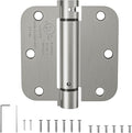 HOSOM Self Closing Door Hinges 3.5 Inch, Spring Loaded Hinges, Adjustable Tension for Interior Door, UL Listed, for Left and Right Hand Door, 5/8'' Radius Corners, Brushed Nickel, 1 Pack