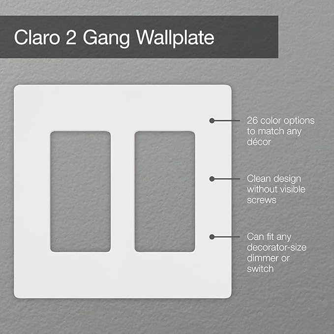 Lutron Claro 2 Gang Decorator/Rocker Wallplate, Gloss, Ivory (1-Pack) | CW-2-IV (Pack of 2)