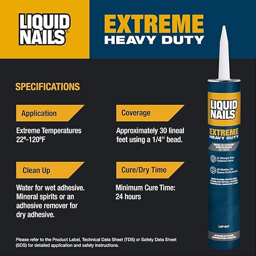 Liquid Nails Extreme Heavy Duty 28 oz. White Latex-Based Construction Adhesive, 12 Pack
