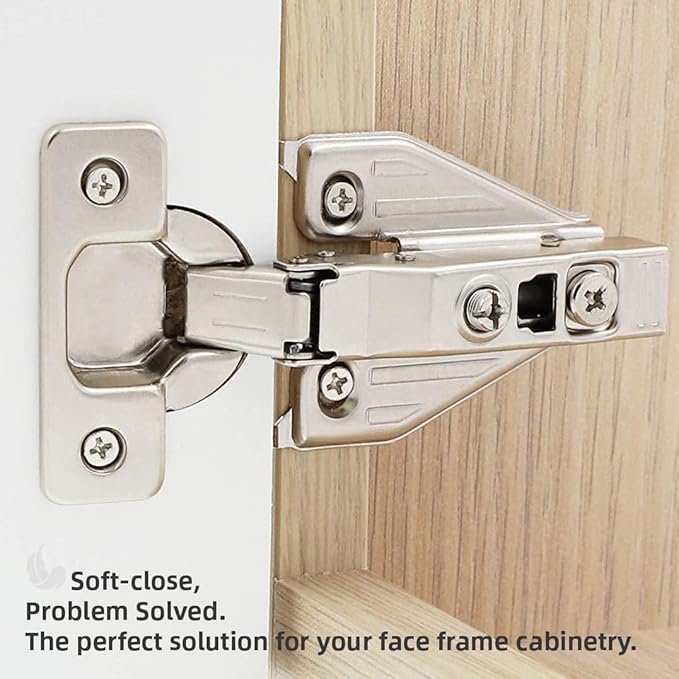 DecoBasics (30 PCS) Full Overlay Soft Close Cabinet Hinges for Kitchen Cabinets - 105° Face Frame Concealed Cabinet Door Hinge -3 Way Adjustability -Clip on Plate & Matching Screw 4 Easy Installation