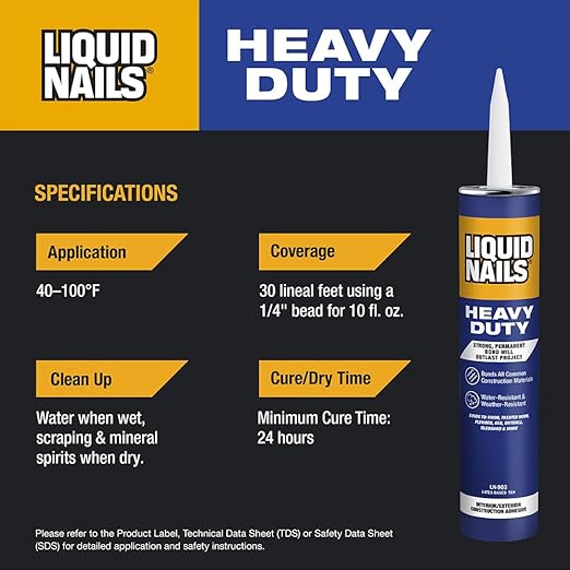Liquid Nails Heavy Duty 28 oz. Tan Latex-Based Construction Adhesive Low VOC, 12 Pack