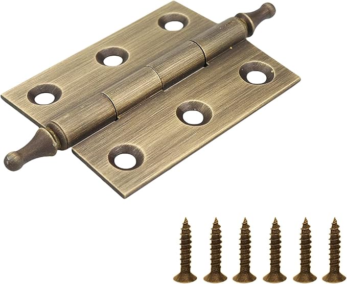 Mcredy Door Hinges 2 Inch Retro Bronze Loose Pin Cabinet Box Hinges with Ball Finials for Gate Shed Window Doors Hardware Office Home, 2 Packs
