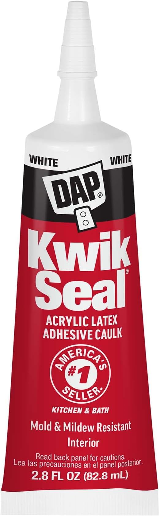 DAP Kwik Seal Kitchen & Bath Adhesive Caulk, White, 2.8 oz (7079800954)