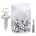 150 Pcs #10x1 White Metal Roofing Screws - Galvanized Hex Head Self-Tapping with EPDM Washers Sharp Point,for Corrugated Roofing, Wood Siding, Fences, Carports, Garages, Sheds