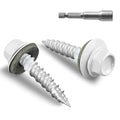 Metal Roofing Screws #10 × 1 Inch, 280pcs White Ruspert Coating Hex Head Roofing Screws with Rubber Washer, Self Starting Metal to Wood Siding Screw
