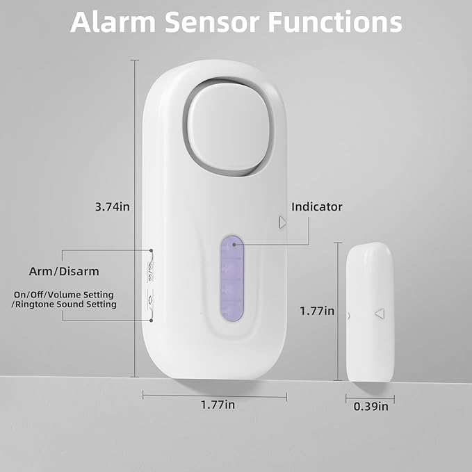 Door Alarms for Kids Safety, 120dB Wireless Window Security Sensor with 600ft Remote Range, Home Intruder Alert System with SOS Button, 2-Level Adjustable Volume for Pool, Dementia, Apartment, 2 Pack
