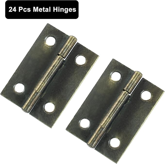 Murtenze 24 Pack 1.5 Inch Door Hinge Cabinet Hinge,Antique Bronze Butt Hinges Ball Bearing Window Outdoor Hinges with Mounting Screws